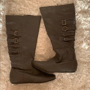 Cute gray mid calf boots